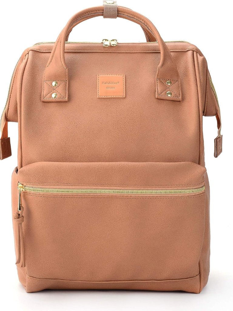 Leather Laptop Backpack For Women 15 Inch Teacher Work Travel Bag